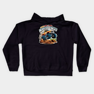 Monster Truck Soaring Over Dirt Pile Kids Hoodie